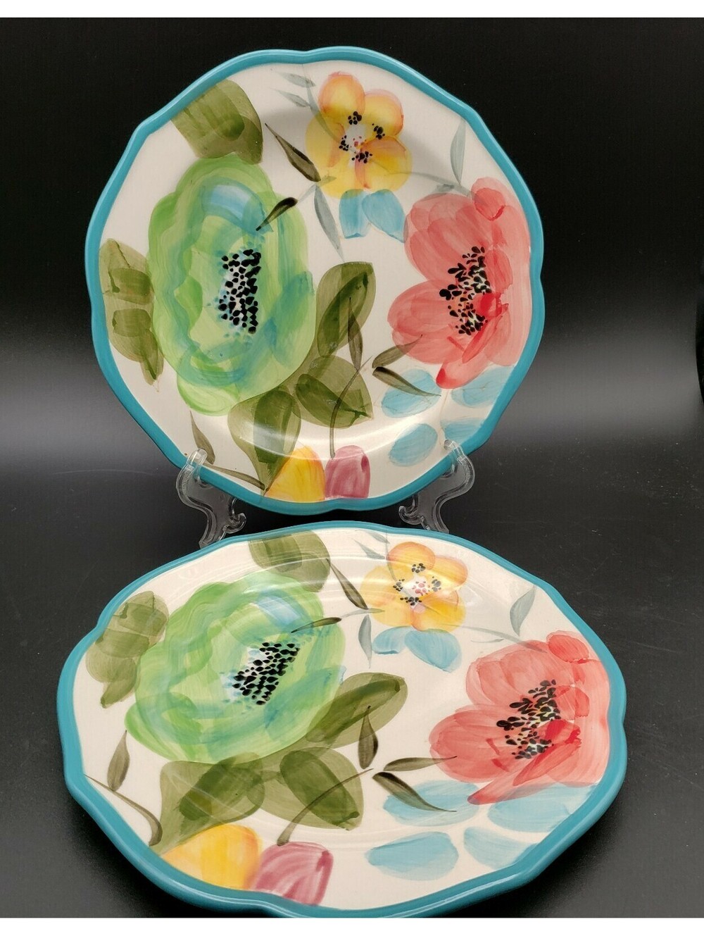 Pioneer Woman Vintage Bloom Salad Plates QTY 2 Flower Floral Country Casual
